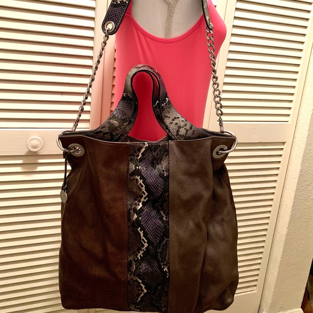BCBG MAXAZRIA Brown and snakeprint 2way bag